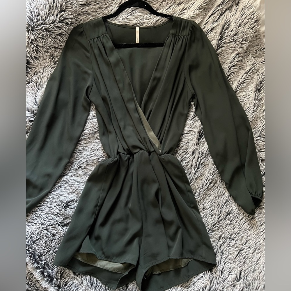 Dark green long sleeve romper